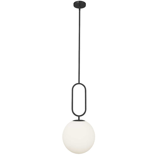 Dainolite Simone 12in 1-Light Pendant | Matte Black Metal and Opal Glass | Kitchen Island & Dining Room | 12 x 12 x 27 in | Model SIM-121P-MB