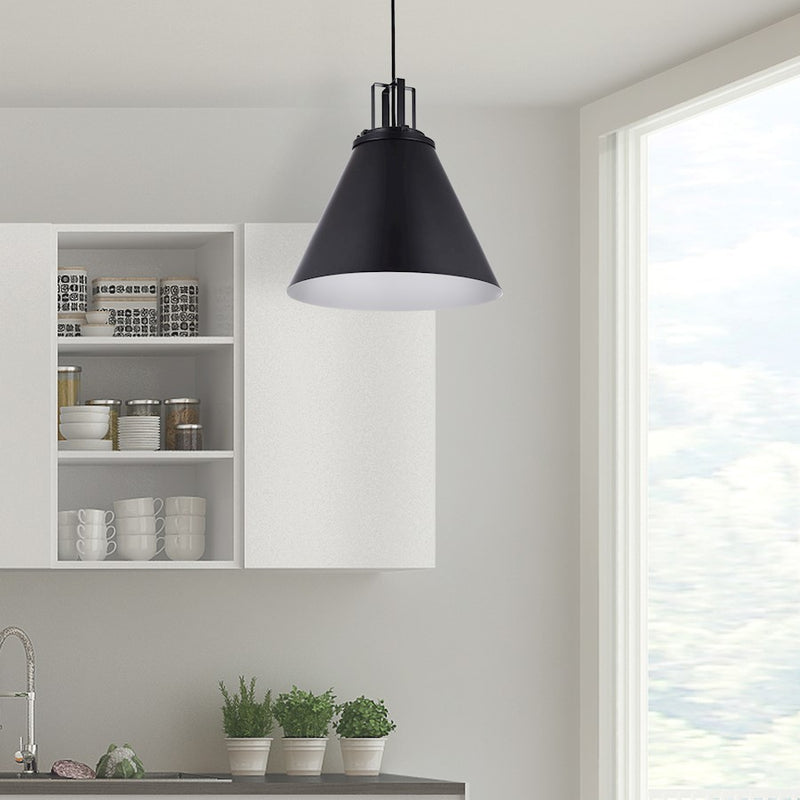 Dainolite Sonus 14in 1-Light Pendant | Contemporary Matte Black | Kitchen & Dining | 14 x 14 x 14 in | Model SNS-141P-MB