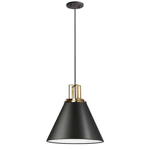 Dainolite Sonus 14in 1-Light Pendant | Contemporary Matte Black and Aged Brass Metal | Kitchen Island & Dining Room | Model SNS-141P-MB-AGB