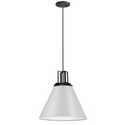 Dainolite Sonus 14in 1-Light Pendant | Contemporary Matte White and Matte Black Metal | Kitchen Island & Dining Room | Model SNS-141P-MW-MB