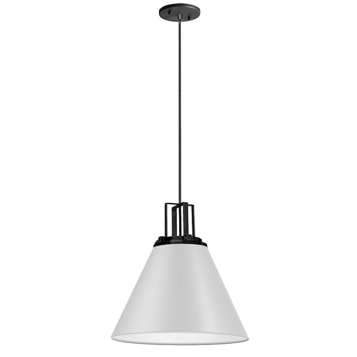 Dainolite Sonus 14in 1-Light Pendant | Contemporary Matte White and Matte Black Metal | Kitchen Island & Dining Room | Model SNS-141P-MW-MB