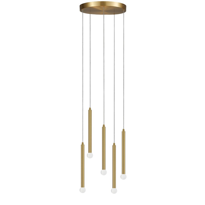 Dainolite Sanya 24in 5-Light Linear Pendant | Modern Aged Brass Metal | Kitchen Island & Dining Room | 24 x 24 x 12 in | Model SNY-125P-AGB
