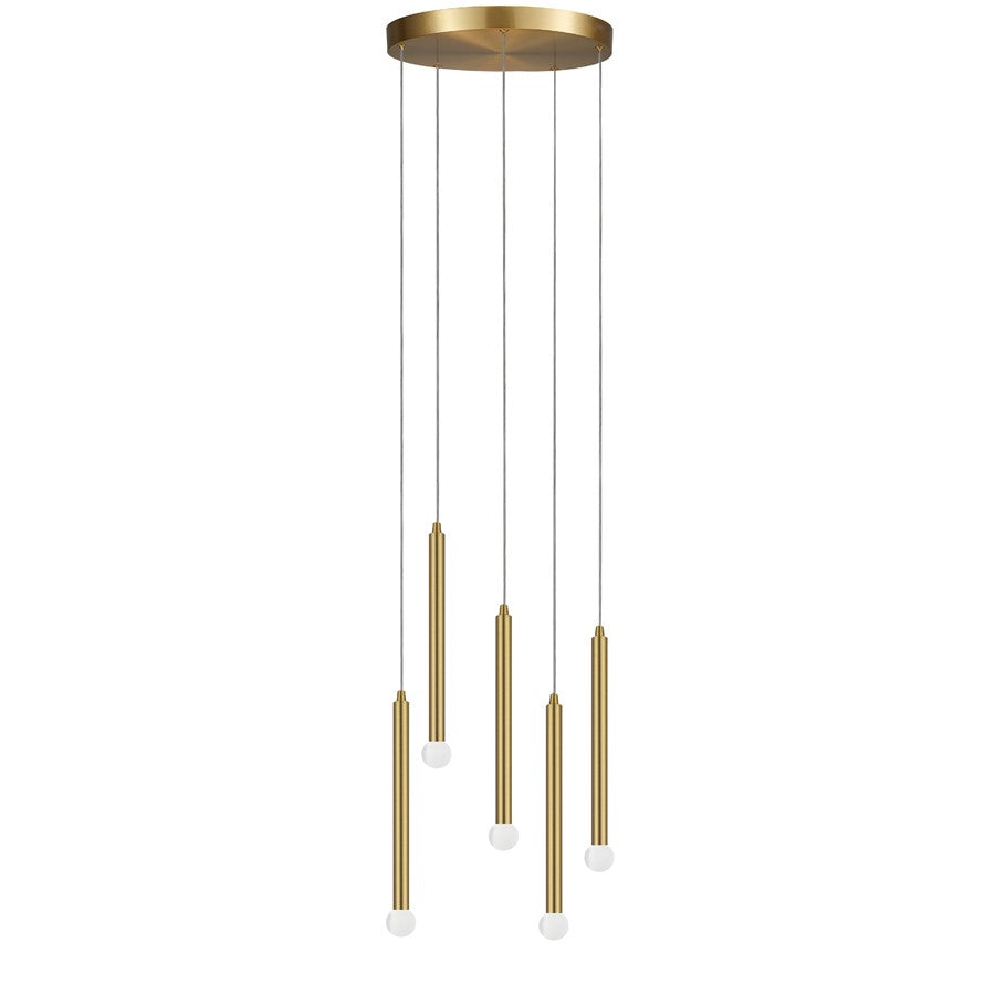 Dainolite Sanya 5 Light Multi Pendant, Aged Brass