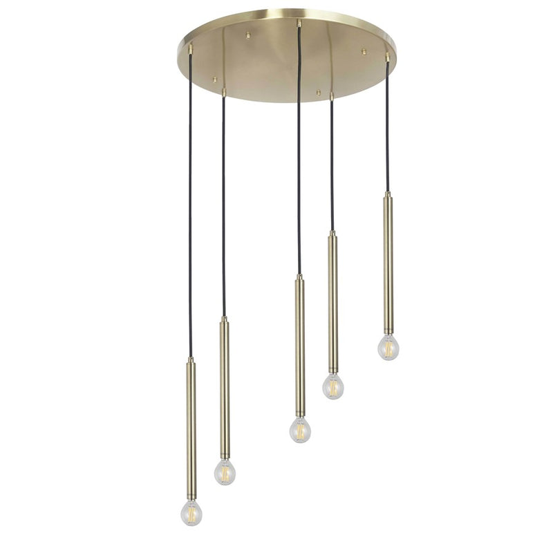 Dainolite Sanya 5 Light Multi Pendant, Aged Brass