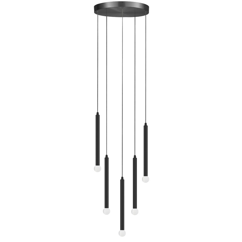 Dainolite Sanya 24in 5-Light Linear Pendant | Modern Matte Black Metal | Kitchen Island & Dining Room | 24 x 24 x 12 in | Model SNY-125P-MB