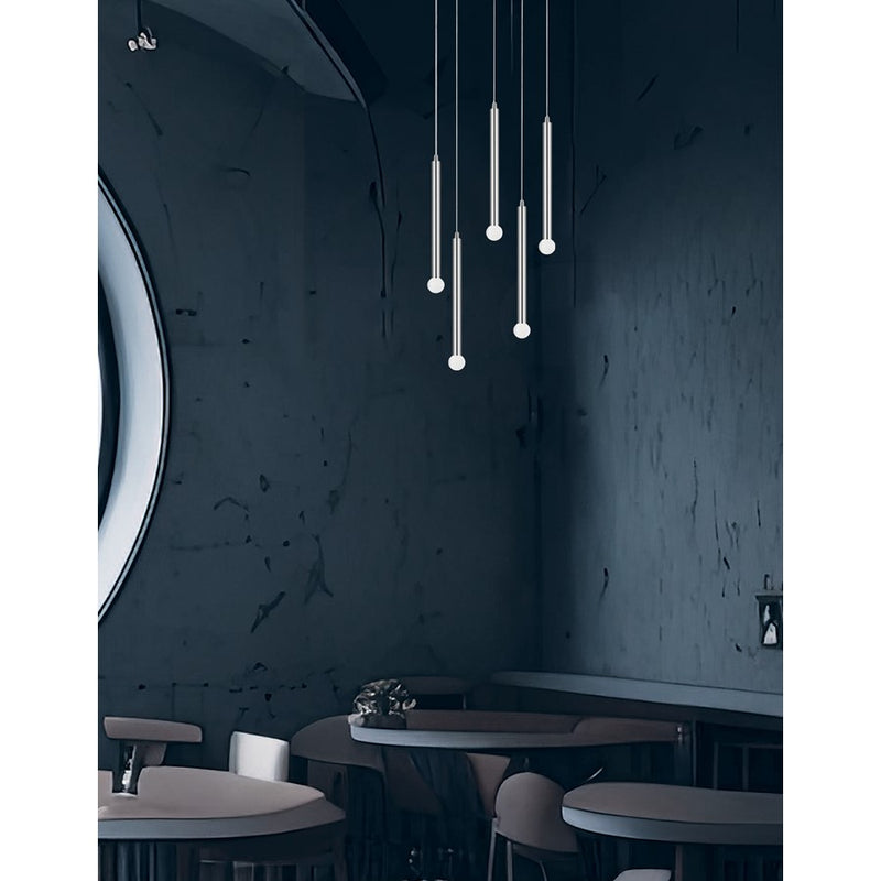 Dainolite Sanya 24in 5-Light Linear Pendant | Modern Polished Chrome Metal | Kitchen Island & Dining Room | 24 x 24 x 12 in | Model SNY-125P-PC
