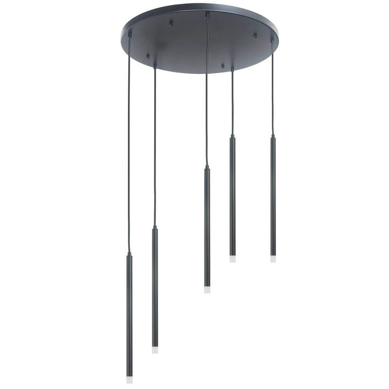 Dainolite Sanya 24in 5-Light LED Linear Pendant | Modern Matte Black and White Acrylic | Kitchen Island & Dining Room | Model SNY-1815LEDP-MB
