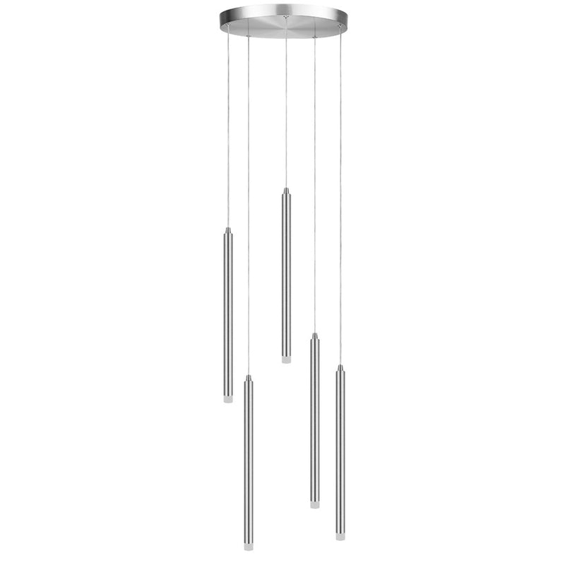 Dainolite Sanya 24in 5-Light LED Linear Pendant | Modern Polished Chrome and White Acrylic | Kitchen Island & Dining Room | Model SNY-1815LEDP-PC