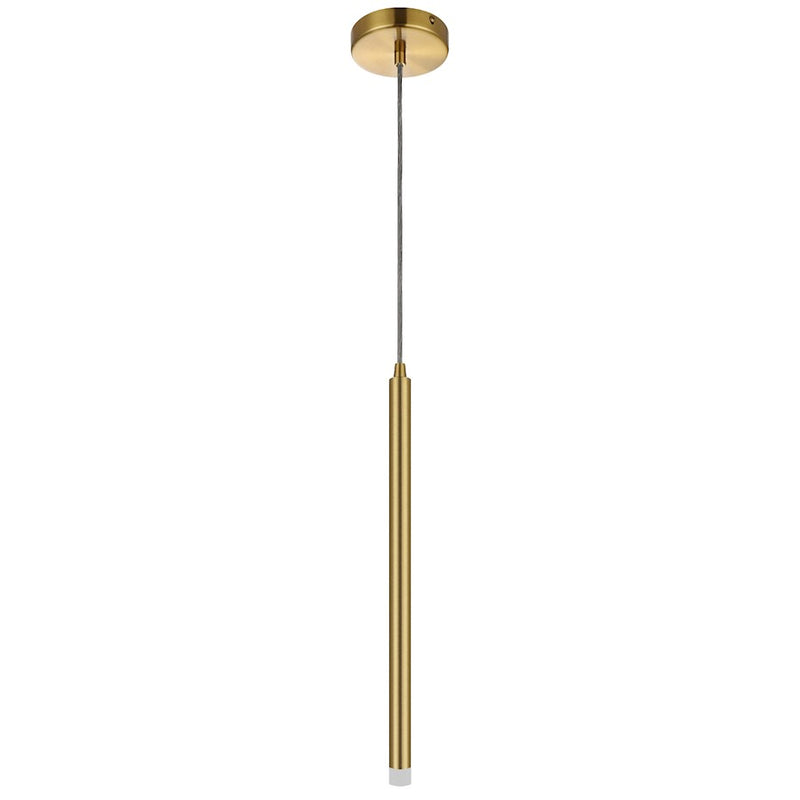 Dainolite Sanya 18in 1-Light Linear Pendant | Modern Aged Brass and Clear Frosted Acrylic | Kitchen & Bar | 225 Lumens | Model SNY-183LEDP-AGB