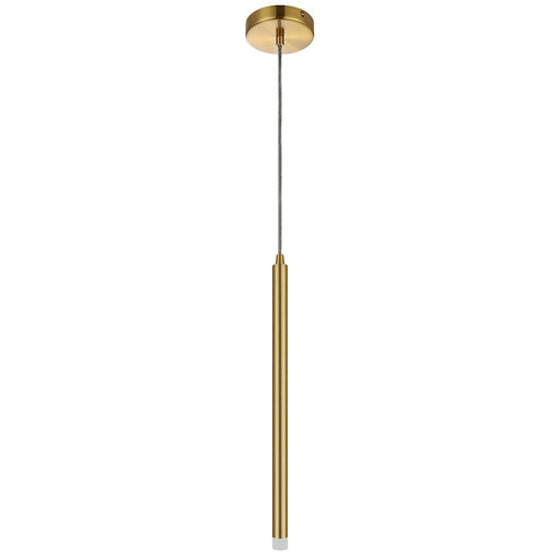 Dainolite Sanya 18in 1-Light Linear Pendant | Modern Aged Brass and Clear Frosted Acrylic | Kitchen & Bar | 225 Lumens | Model SNY-183LEDP-AGB
