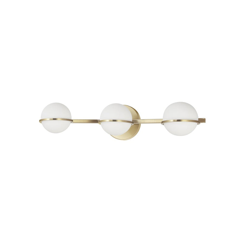 Dainolite Sofia 23in 3-Light Vanity Light | Modern Aged Brass and White Opal Glass | Bathroom Vanity | 6 x 23 x 5 in | Model SOF-233W-AGB