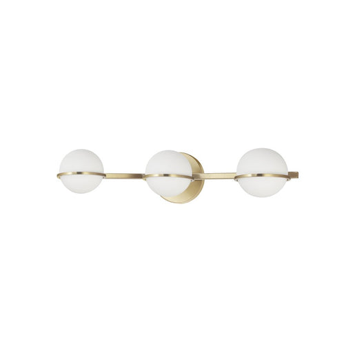 Dainolite Sofia 23in 3-Light Vanity Light | Modern Aged Brass and White Opal Glass | Bathroom Vanity | 6 x 23 x 5 in | Model SOF-233W-AGB