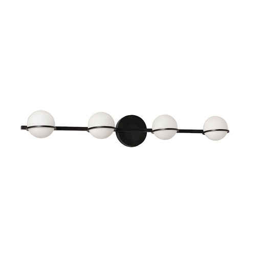 Dainolite Sofia 32in 4-Light Vanity | Modern Matte Black and White Glass | Bathroom Vanity Light | 6 x 32 x 5 in | Model SOF-324W-MB