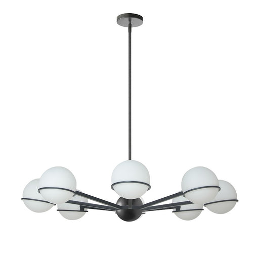 Dainolite Sofia 38in 8-Light Chandelier | Modern Matte Black and White Opal Glass | Dining Room & Living Room | 38 x 38 x 8 in | Model SOF-388C-MB