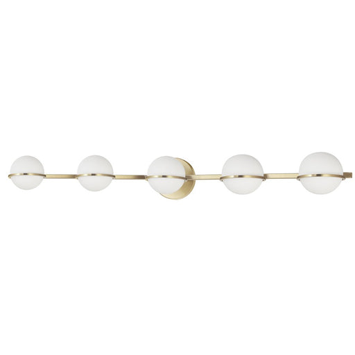 Dainolite Sofia 41in 5-Light Vanity | Modern Aged Brass and White Opal Glass | Bathroom Vanity | 6 x 41 x 5 in | Model SOF-415W-AGB