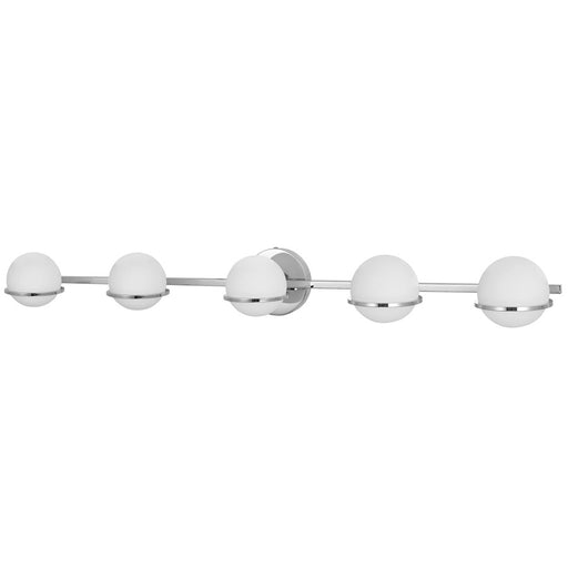 Dainolite Sofia 41in 5-Light Vanity | Modern Polished Chrome and White Glass | Bathroom Vanity Light | 6 x 41 x 5 in | Model SOF-415W-PC