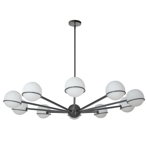 Dainolite Sofia 50in 10-Light Chandelier | Modern Matte Black and White Opal Glass | Dining Room & Living Room | Model SOF-5010C-MB