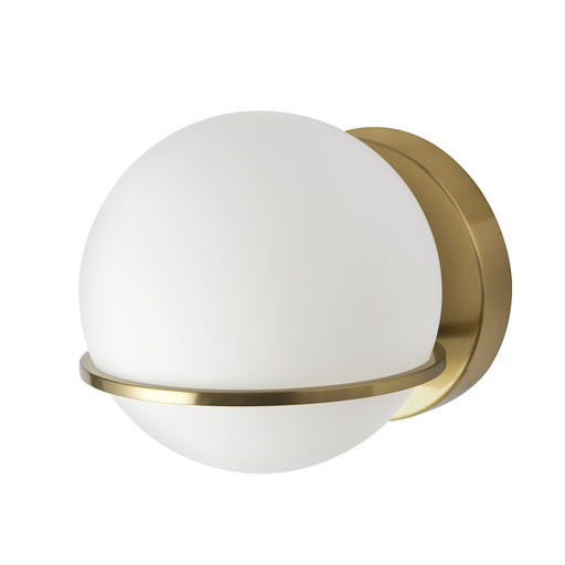 Dainolite Sofia 6in 1-Light Wall Sconce | Modern Aged Brass and White Opal Glass | Hallway & Bedroom | 6 x 7 x 6 in | Model SOF-61W-AGB