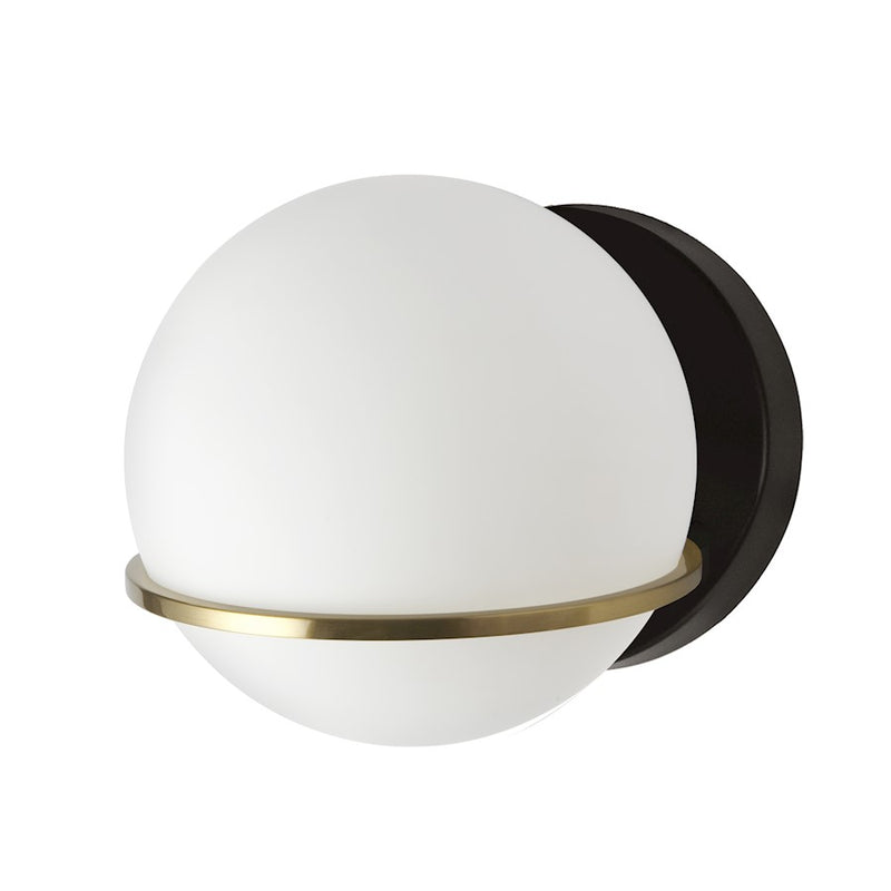 Dainolite Sofia 6in 1-Light Wall Sconce | Modern Matte Black, Aged Brass and White Opal Glass | Hallway & Bedroom | Model SOF-61W-MB-AGB