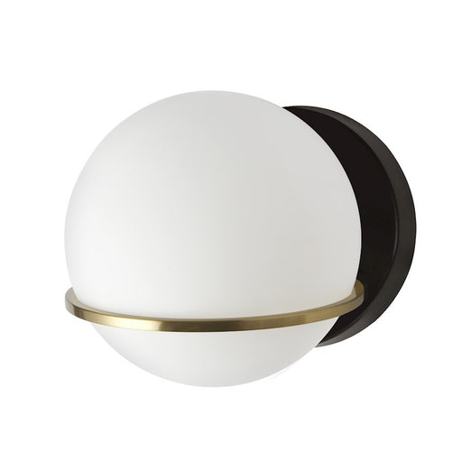 Dainolite Sofia 6in 1-Light Wall Sconce | Modern Matte Black, Aged Brass and White Opal Glass | Hallway & Bedroom | Model SOF-61W-MB-AGB