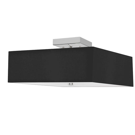 Dainolite Seren 14in 3-Light Semi-Flush Mount | Transitional Polished Chrome and Black HardBack Fabric | Kitchen & Hallway | Model SRN-143SF-PC-BK