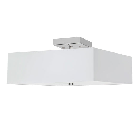Dainolite Seren 14in 3-Light Semi-Flush Mount | Transitional White Fabric and Polished Chrome Metal | Bedroom & Hallway | 14 x 14 | Model SRN-143SF-PC-WH