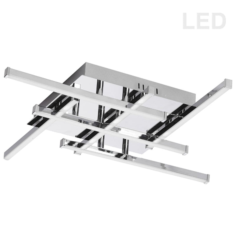Dainolite Summit 20in 6-Light Flush Mount | Polished Chrome Stainless Steel | Kitchen & Hallway | 20 x 20 x 2 in | Model SUM-2020FH-PC
