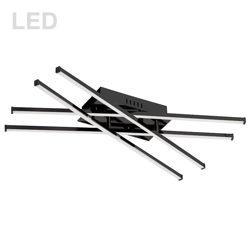Dainolite Summit 24in 4-Light Flush Mount | Matte Black Metal and White Acrylic Diffuser | Kitchen Island & Dining Room | Model SUM-24FH-MB