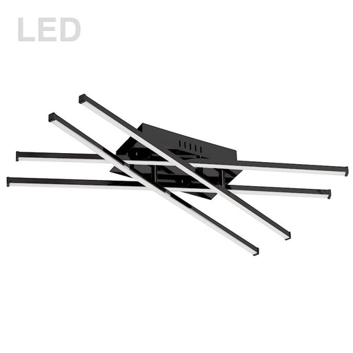 Dainolite Summit 24in 4-Light Flush Mount | Matte Black Metal and White Acrylic Diffuser | Kitchen Island & Dining Room | Model SUM-24FH-MB