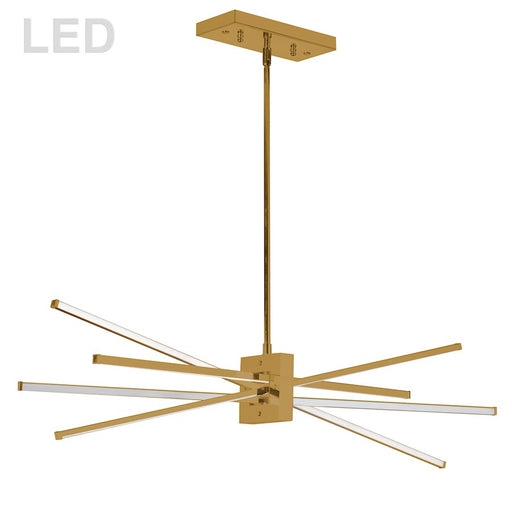 Dainolite Summit 34in 4-Light LED Linear Pendant | Contemporary Aged Brass and White Acrylic | Kitchen Island & Dining Room | 13 x 34 | Model SUM-35HP-AGB