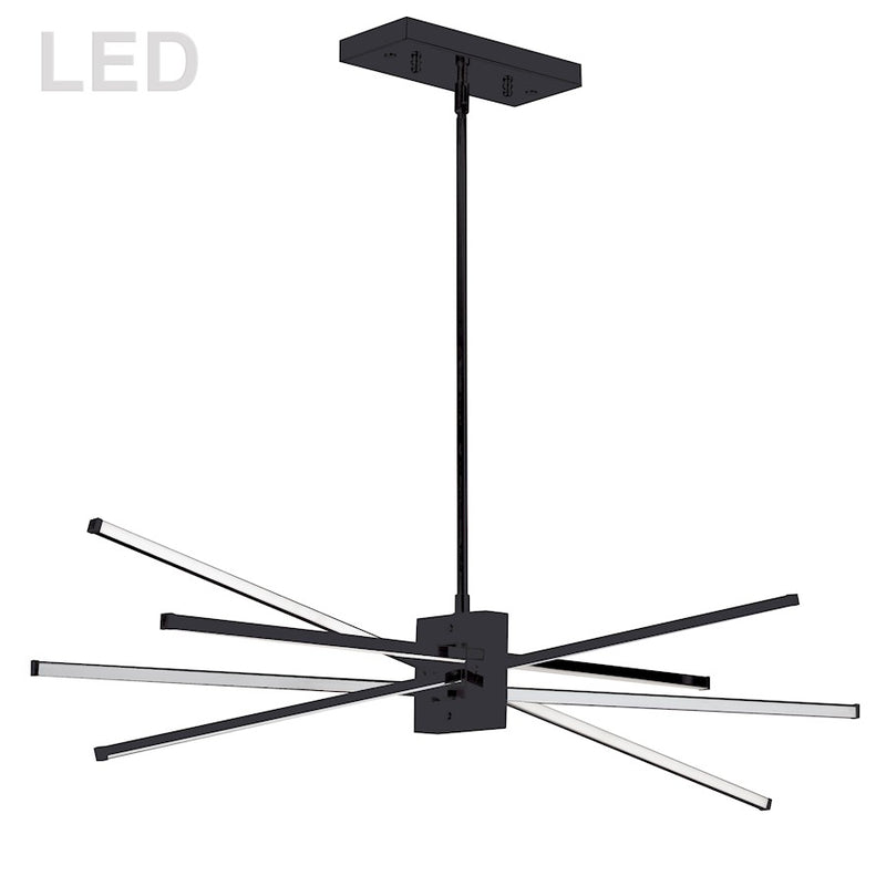 Dainolite Summit 34in 4-Light LED Horizontal Pendant | Contemporary Matte Black Metal and White Acrylic | Kitchen Island & Dining Room | Model SUM-35HP-MB