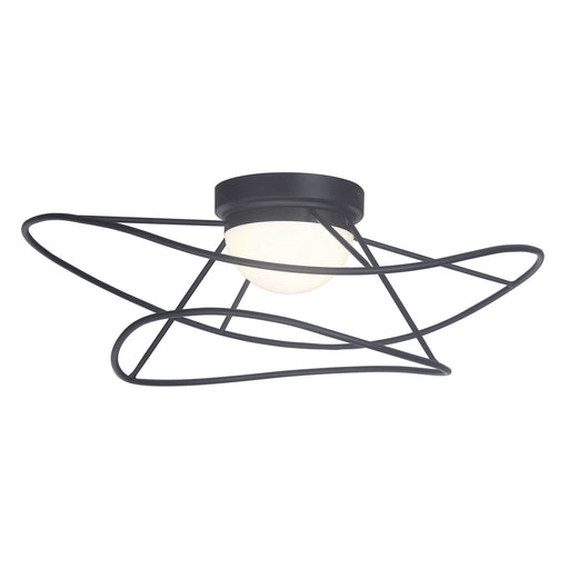Dainolite Svetlana 18in 1-Light LED Flush Mount | Modern Matte Black Metal and White Acrylic Diffuser | Kitchen & Office | 18 x 18 | Model SVE-186LEDFH-MB