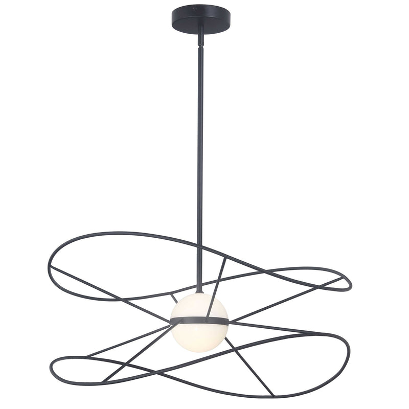 Dainolite Svetlana 24in 2-Light LED Pendant | Modern Matte Black Metal and White Acrylic Diffuser | Kitchen Island & Foyer | 24 x | Model SVE-2412LEDP-MB
