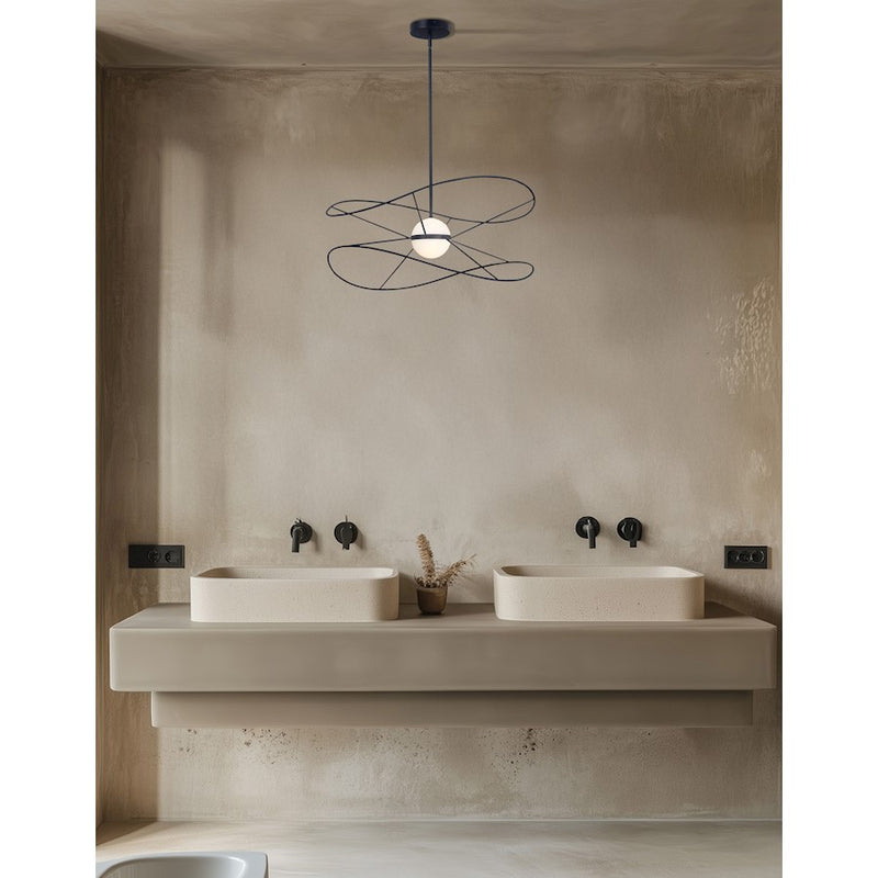 Dainolite Svetlana 24in 2-Light LED Pendant | Modern Matte Black Metal and White Acrylic Diffuser | Kitchen Island & Foyer | 24 x | Model SVE-2412LEDP-MB