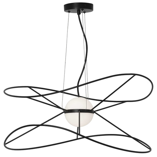 Dainolite Svetlana 24in 2-Light LED Pendant | Modern Matte Black Metal and White Acrylic | Kitchen Island & Foyer | 24 x 24 x | Model SVE-2512LEDP-MB