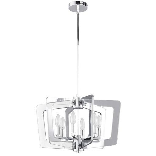 Dainolite StillWater 20in 6-Light Chandelier | Modern Polished Chrome and Clear Acrylic | Dining Room & Living Room | 20 x 20 x 13 in | Model SWR-206C-PC