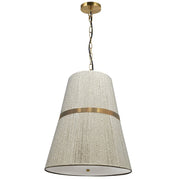 Dainolite Sylvie 18in 3-Light Pendant | Contemporary Aged Brass and Natural String Shade | Kitchen Island & Dining Room | Model SYV-183P-AGB-NAT