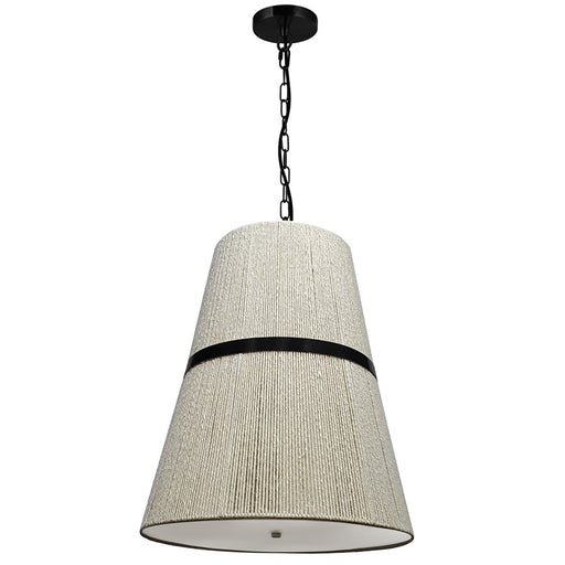 Dainolite Sylvie 18in 3-Light Pendant | Contemporary Matte Black and Natural String Shade | Kitchen Island & Dining Room | Model SYV-183P-MB-NAT