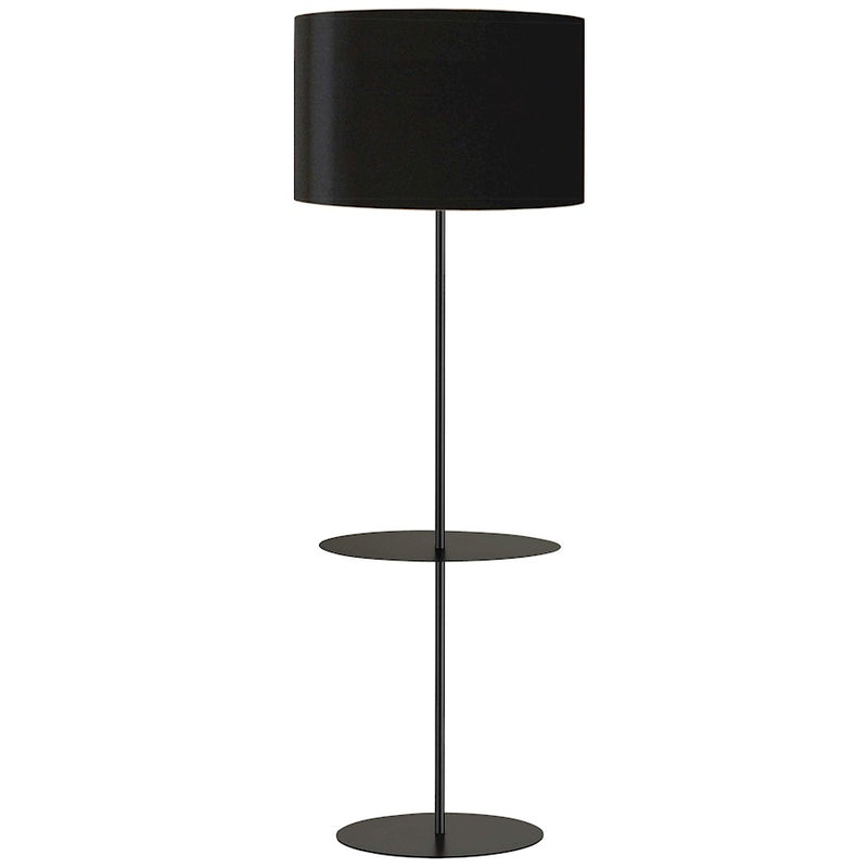 Dainolite Tablero 22in Drum Floor Lamp | Transitional Matte Black Metal and Black/White Fabric Shade | Living Room & Bedroom Reading | Model TAB-R591F-BK