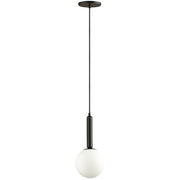 Dainolite Tara 6in 1-Light Pendant | Contemporary Matte Black and White Glass | Kitchen Island & Dining Room | 6 x 6 x 14 in | Model TAR-61P-MB-WH