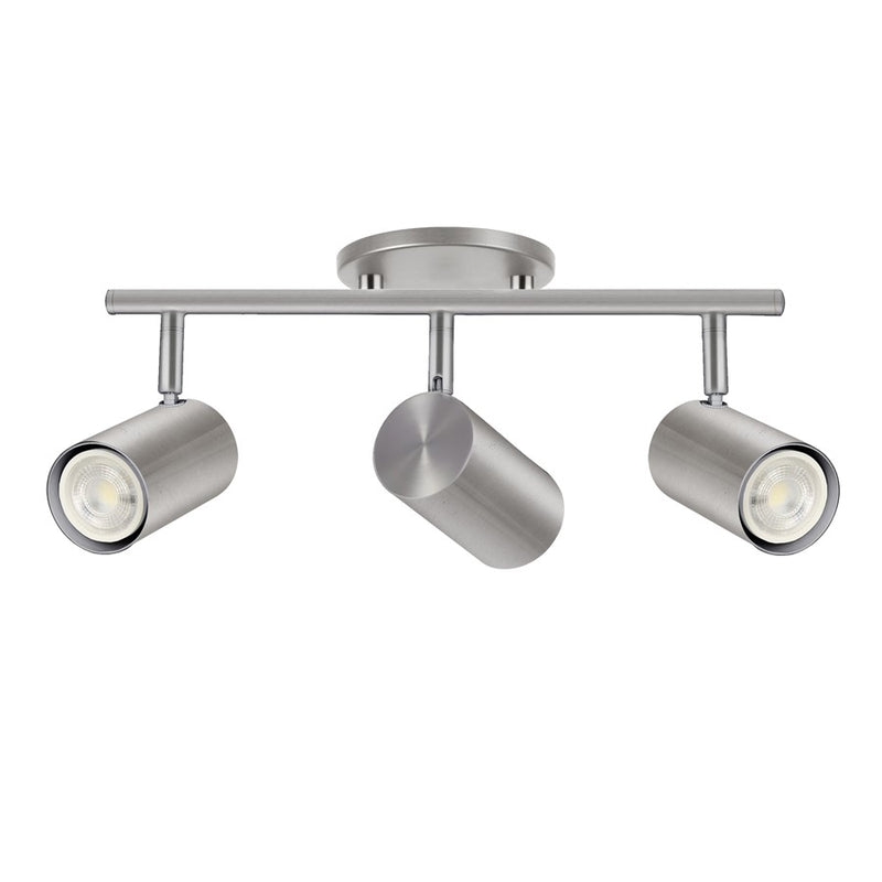 Dainolite Taylor 19in 3-Light Track Light | Contemporary Satin Chrome Metal Cylinder | Kitchen & Dining Room | 19 x 7 x 5.5 in | Model TAY-203SF-SC