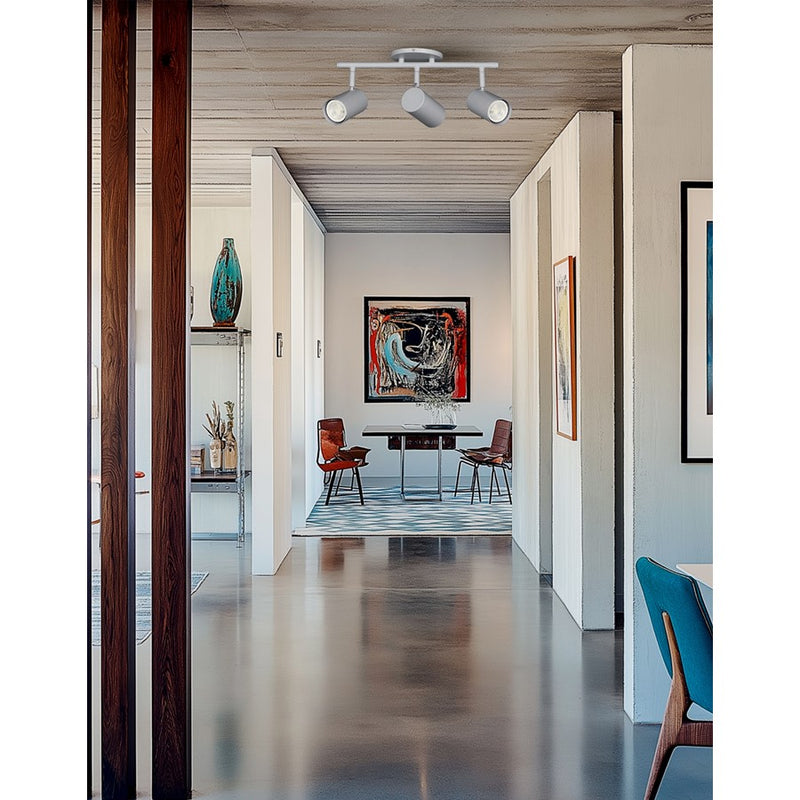 Dainolite Taylor 19in 3-Light Track Light | Contemporary Satin Chrome Metal Cylinder | Kitchen & Dining Room | 19 x 7 x 5.5 in | Model TAY-203SF-SC