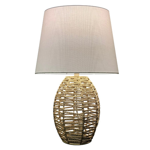 Dainolite Tillie 1-Light Table Lamp | Transitional Natural String and Beige Fabric Shade | Bedroom & Office Accent | Model TIL-191T-NAT