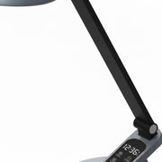 Dainolite Tandy LED Adjustable Table Lamp with Digital Clock | Modern Metallic Grey Plastic | Bedroom & Office Desk Lamp | 350 | Model TND-1710LEDT-MGRY