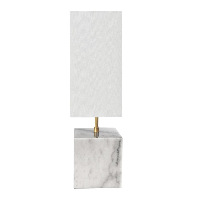 Dainolite Todd 22in 1-Light Table Lamp | Contemporary White Marble and White Fabric Shade | Bedroom & Office Side Table | 6 x 6 x | Model TOD-221T-WH-AGB