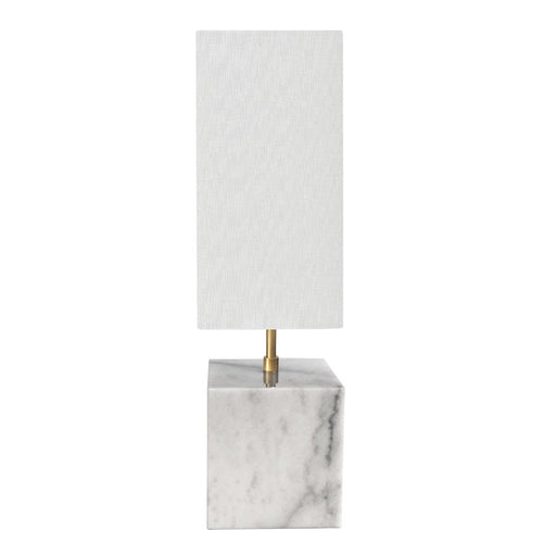Dainolite Todd 22in 1-Light Table Lamp | Contemporary White Marble and White Fabric Shade | Bedroom & Office Side Table | 6 x 6 x | Model TOD-221T-WH-AGB