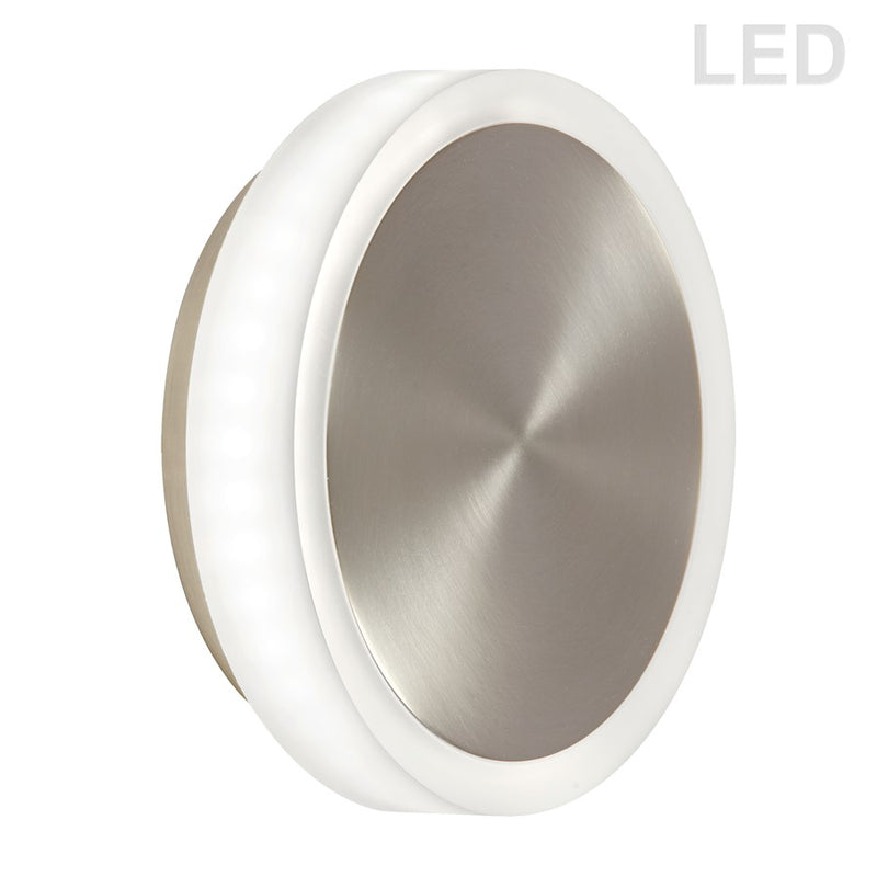 Dainolite Topaz 6in 1-Light LED Wall Sconce | Modern Satin Chrome and White Acrylic | Bathroom Vanity & Hallway | 6 x 6 x 1.5 in | Model TOP-612LEDW-SC