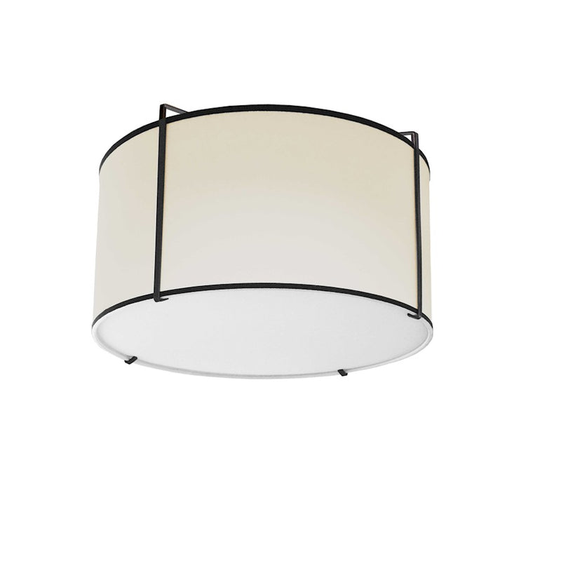 Dainolite Trapezoid 12in 2-Light Flush Mount | Contemporary Cream Fabric and Black Metal | Damp Location Bedroom & Hallway | 12 x | Model TRA-121FH-BK-CRM