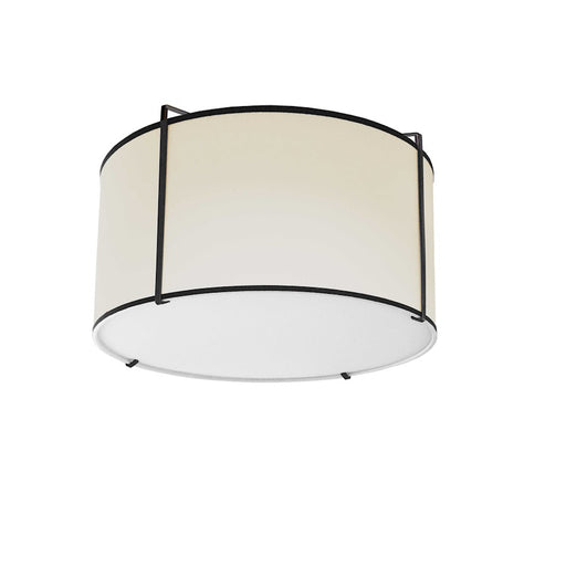 Dainolite Trapezoid 12in 2-Light Flush Mount | Contemporary Cream Fabric and Black Metal | Damp Location Bedroom & Hallway | 12 x | Model TRA-121FH-BK-CRM