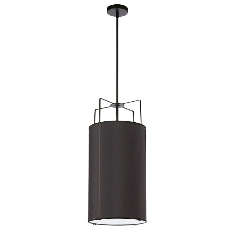 Dainolite Trapezoid 12in 4-Light Pendant | Black Fabric Drum Shade | Kitchen Island & Dining Room | 12 x 12 x 25 in | Model TRA-124P-BK